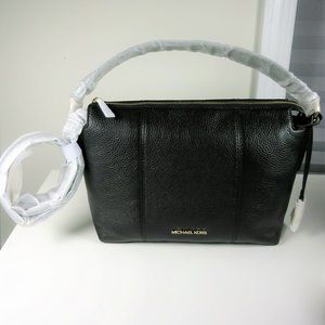 Michael Kors Brooke Medium Black Leather Shoulder Bag NWT